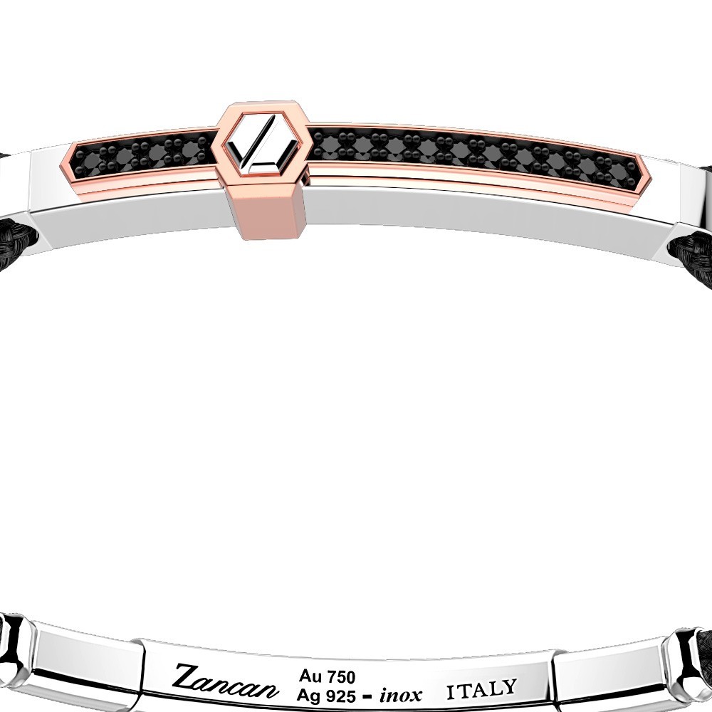 Zancan Bracciale Zancan in argento con inserti in oro 18k pietre e kevlar Vendita Economica