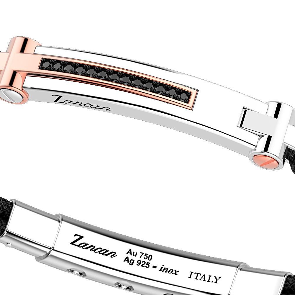 Zancan Bracciale Zancan in argento con inserti in oro 18k pietre e kevlar Vendite Flash
