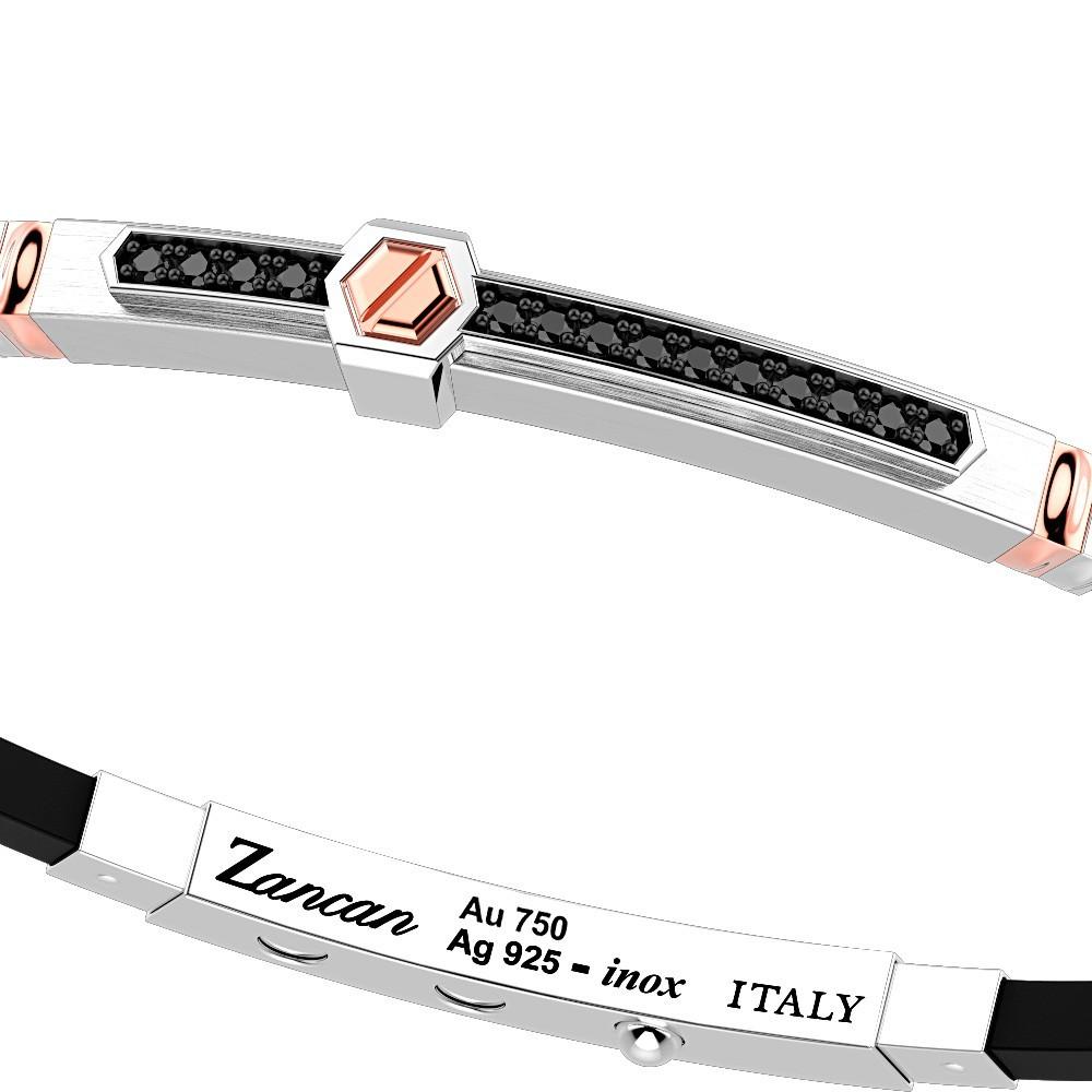 Zancan Bracciale Zancan in argento con inserti in oro 18k pietre e silicone Negozio