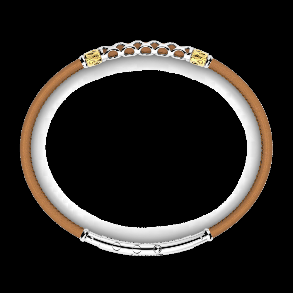 Zancan Bracciale Zancan in pelle naturale con targa in argento Moda
