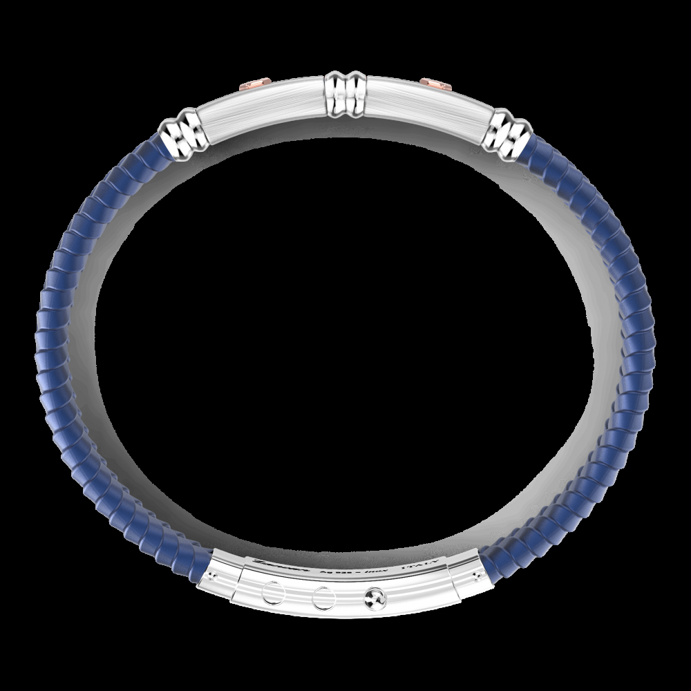 Zancan Bracciale Zancan in silicone nero con targa in argento e dettagli in oro rosa Spedizione Gratuita