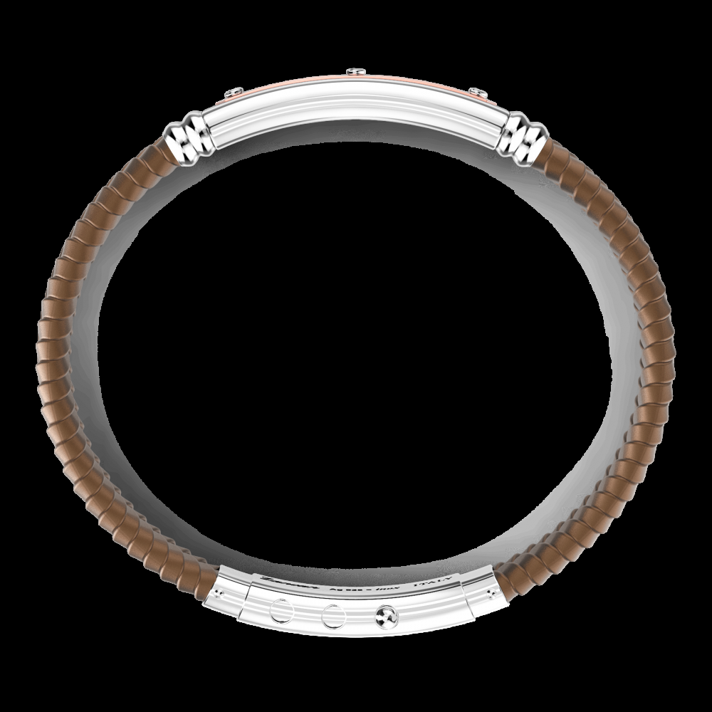 Zancan Bracciale Zancan in silicone nero con targa in argento e dettagli in oro rosa Pezzi Unici