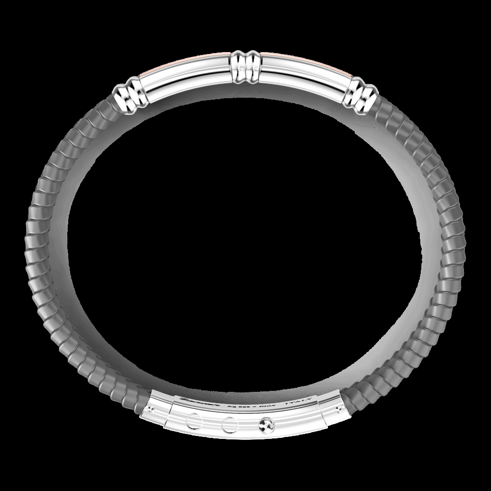 Zancan Bracciale Zancan in silicone nero con targa in argento e dettagli in oro rosa Soddisfazione Garantita