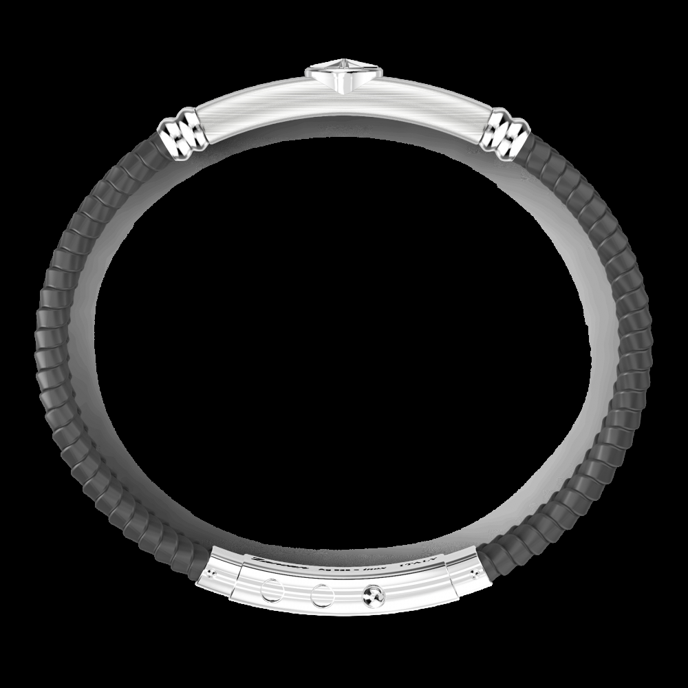 Zancan Bracciale Zancan in silicone nero con targa in argento Consegna Veloce