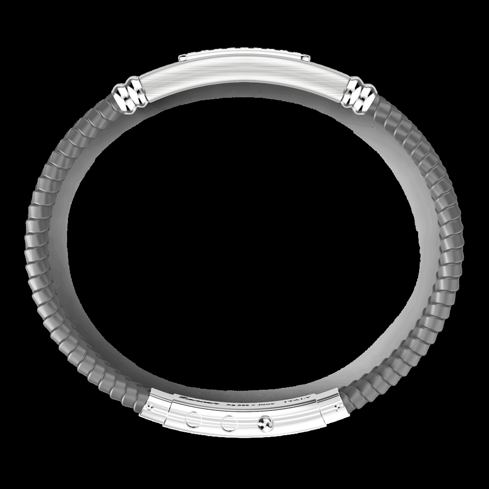 Zancan Bracciale Zancan in silicone con targa in argento e pietre nere Promozione Limitata
