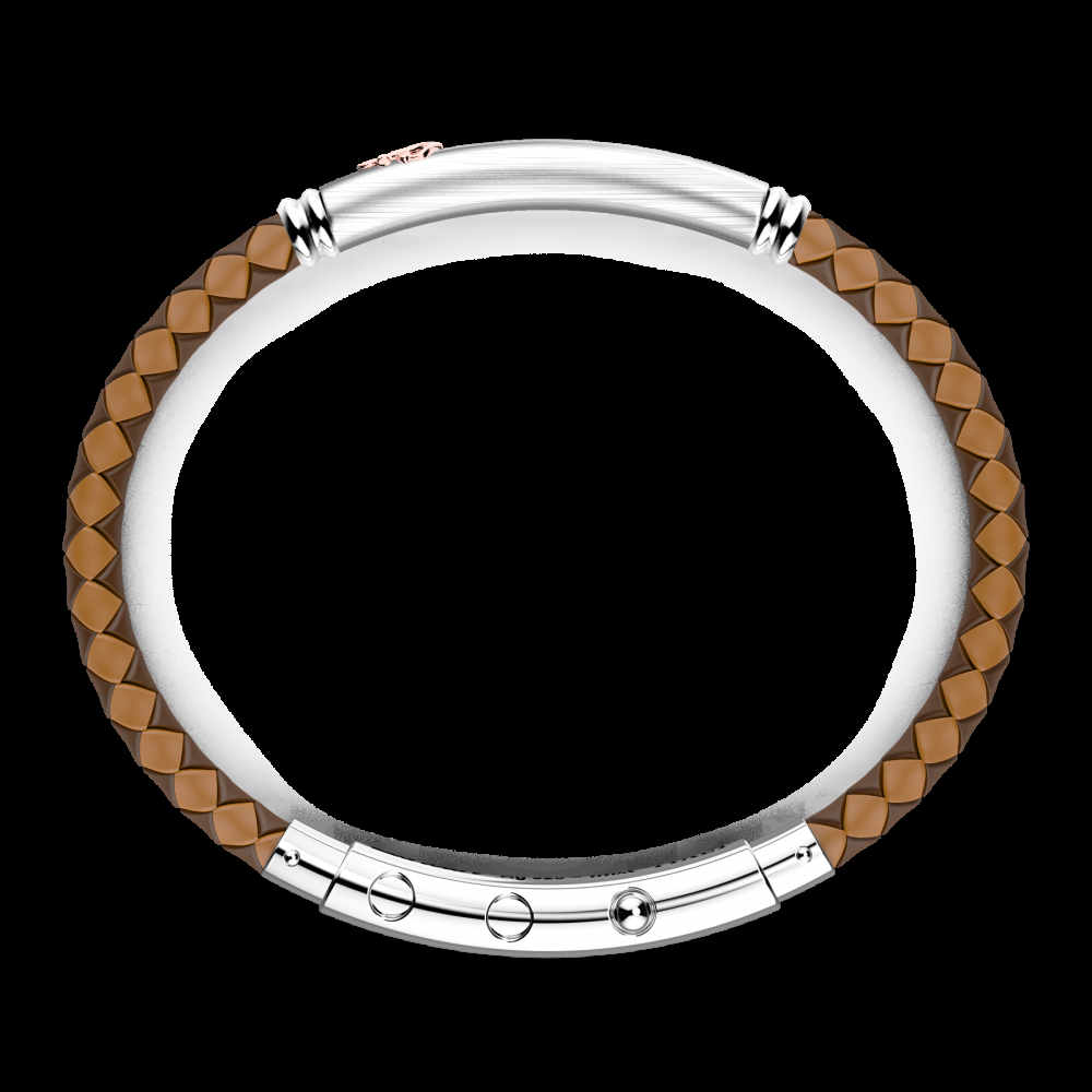 Zancan Bracciale Zancan in silicone nero con targa in argento e dettagli in oro rosa Convenienza