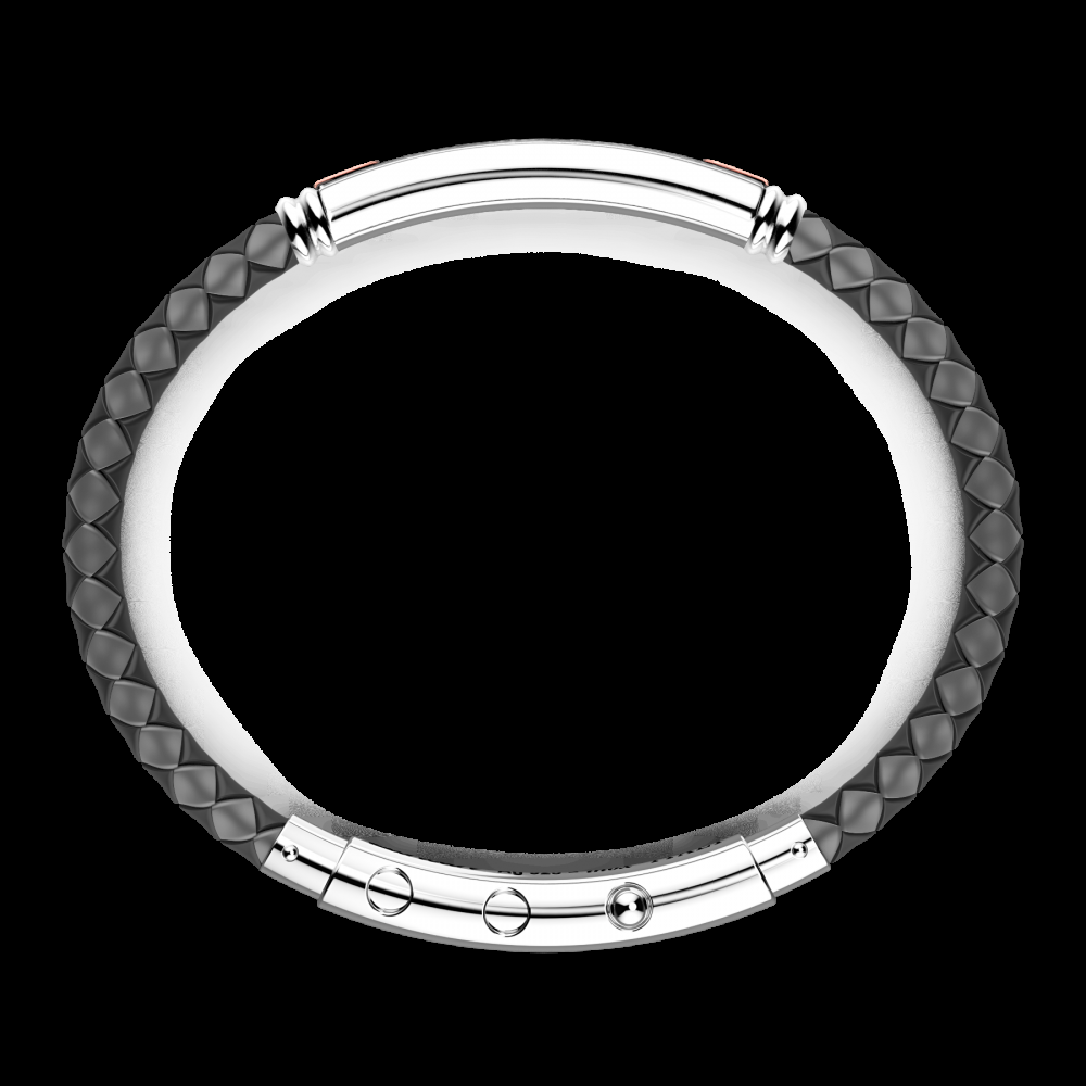 Zancan Bracciale Zancan in silicone nero con targa in argento e dettagli in oro rosa Novità