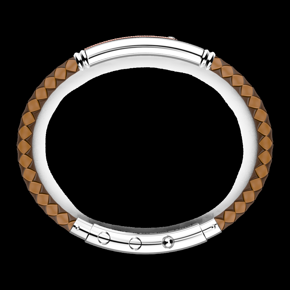 Zancan Bracciale Zancan in silicone nero con targa in argento e dettagli in oro rosa Sconto