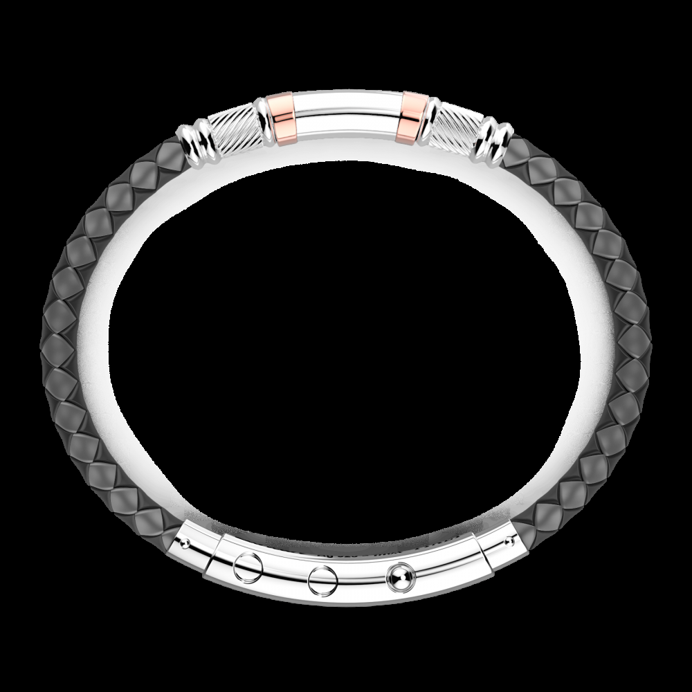 Zancan Bracciale Zancan in silicone nero con targa in argento e dettagli in oro rosa Offerta