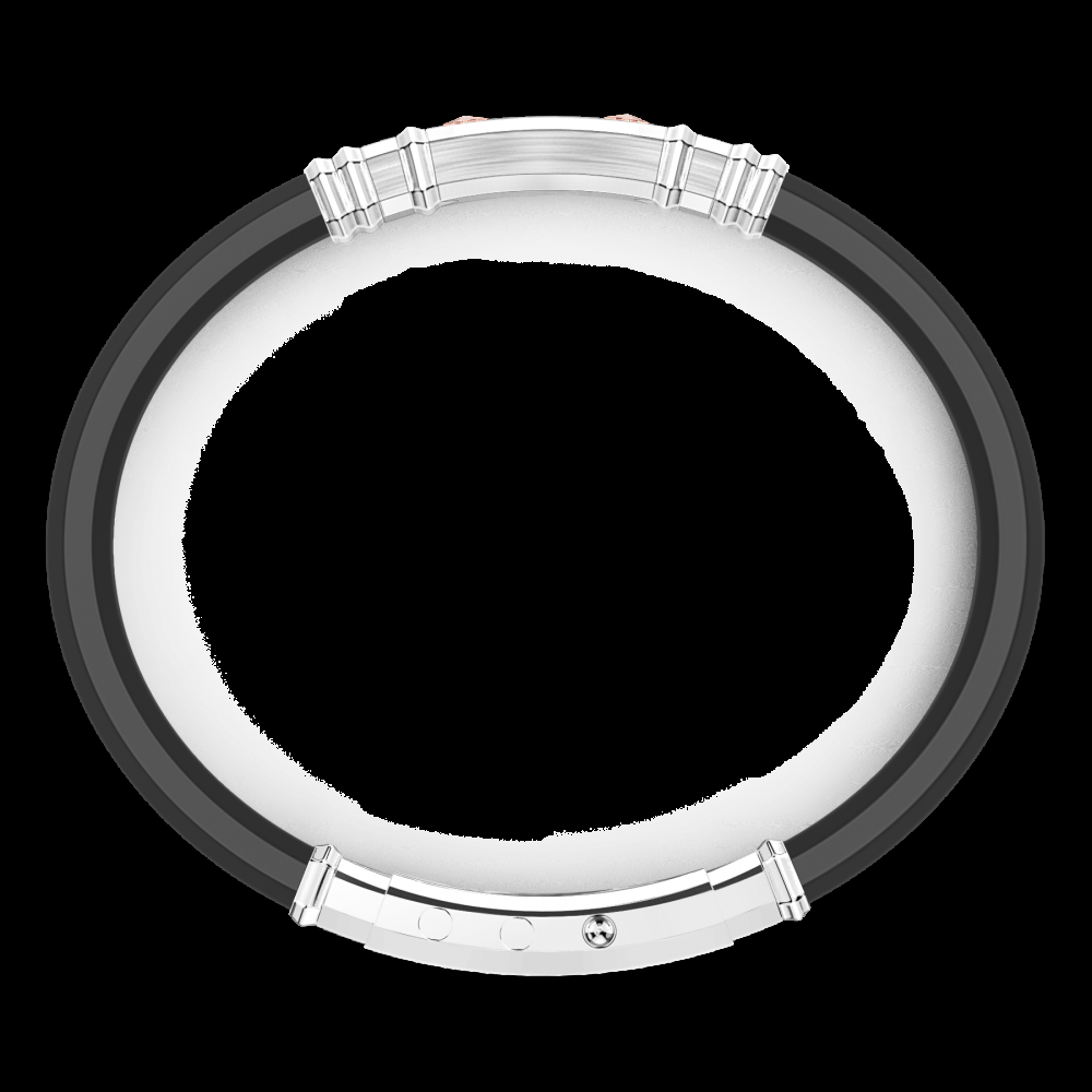 Zancan Bracciale Zancan in silicone nero con targa in argento e dettagli in oro rosa Economico