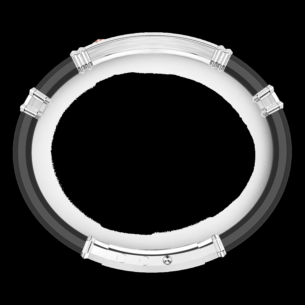 Zancan Bracciale Zancan in silicone nero con targa in argento e dettagli in oro rosa Online