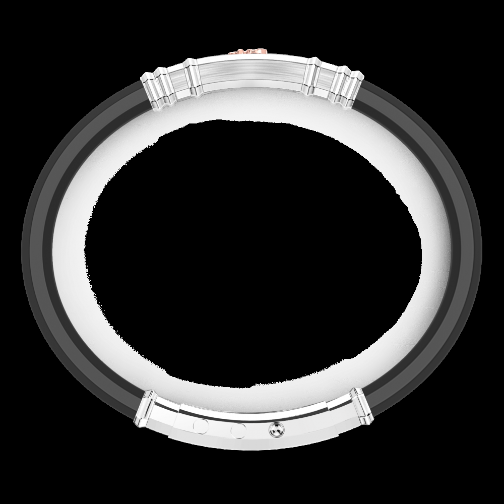 Zancan Bracciale Zancan in silicone nero con targa in argento e dettagli in oro rosa Outlet