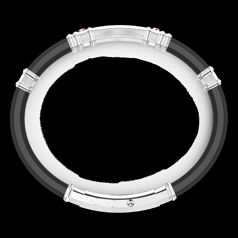 Zancan Bracciale Zancan in silicone nero con targa in argento e dettagli in oro rosa In Vendita