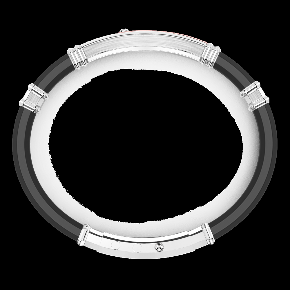 Zancan Bracciale Zancan in silicone nero con targa in argento e dettagli in oro rosa Saldi