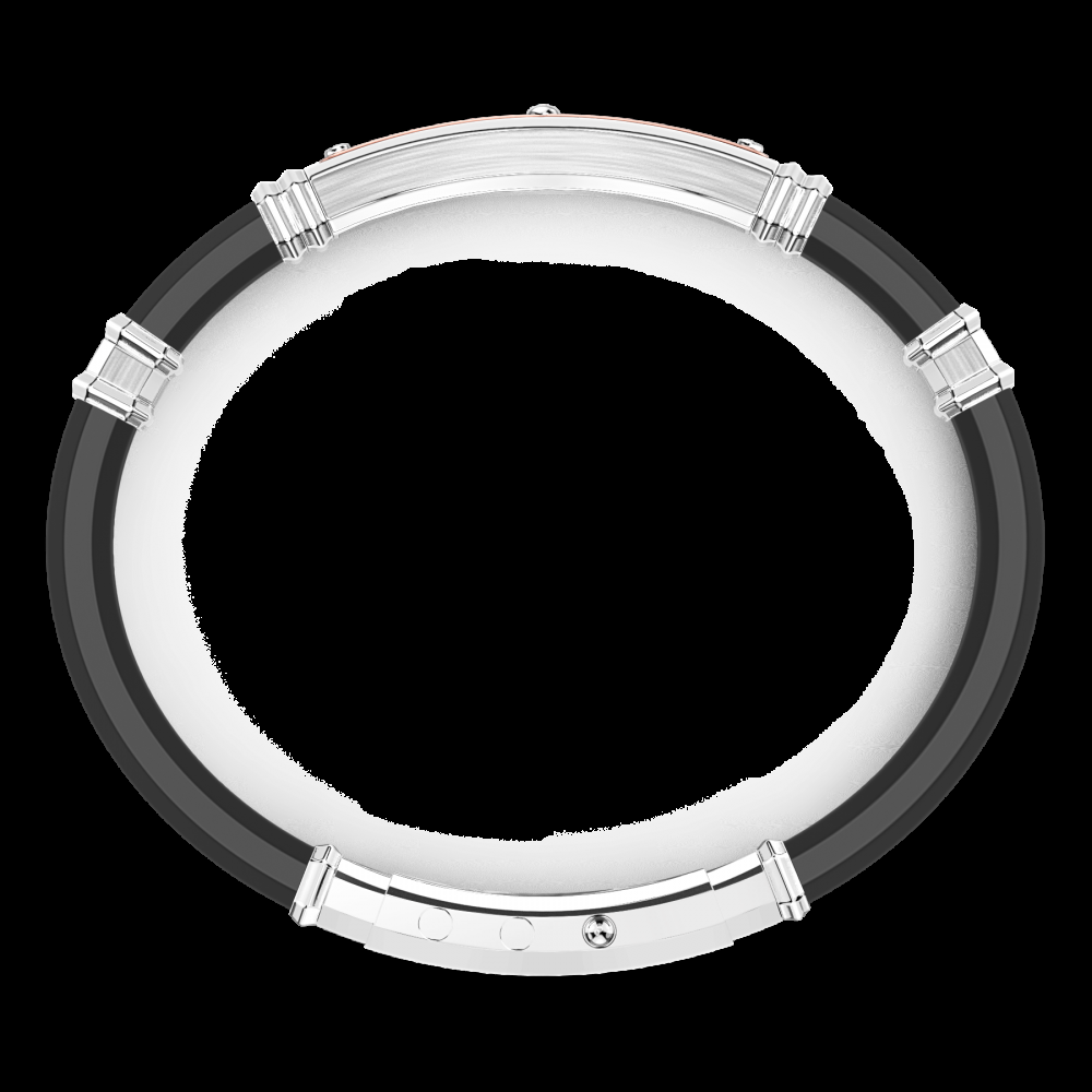 Zancan Bracciale Zancan in silicone nero con targa in argento e dettagli in oro rosa Offerte