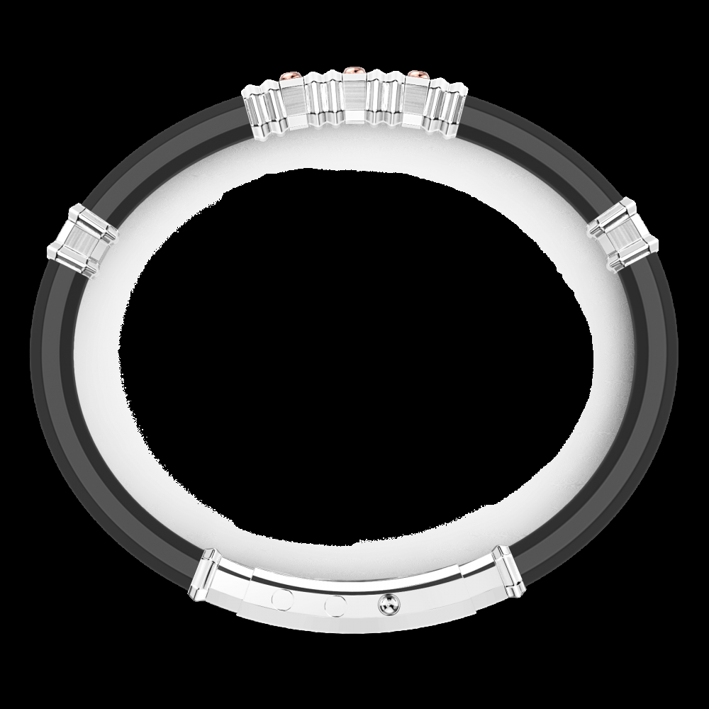 Zancan Bracciale Zancan in silicone nero con targa in argento e dettagli in oro rosa Saldi Di Fabbrica