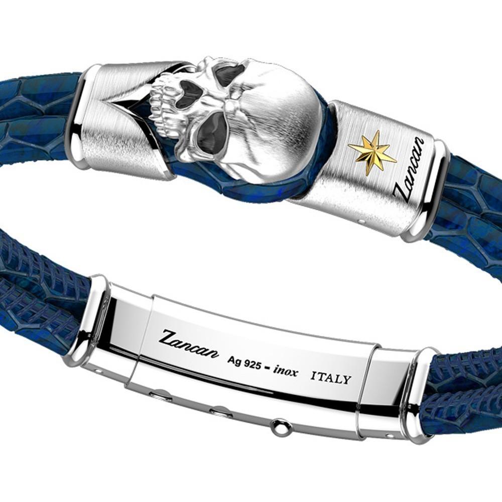 Zancan Bracciale Zancan in pelle con teschio in argento Vendite Flash