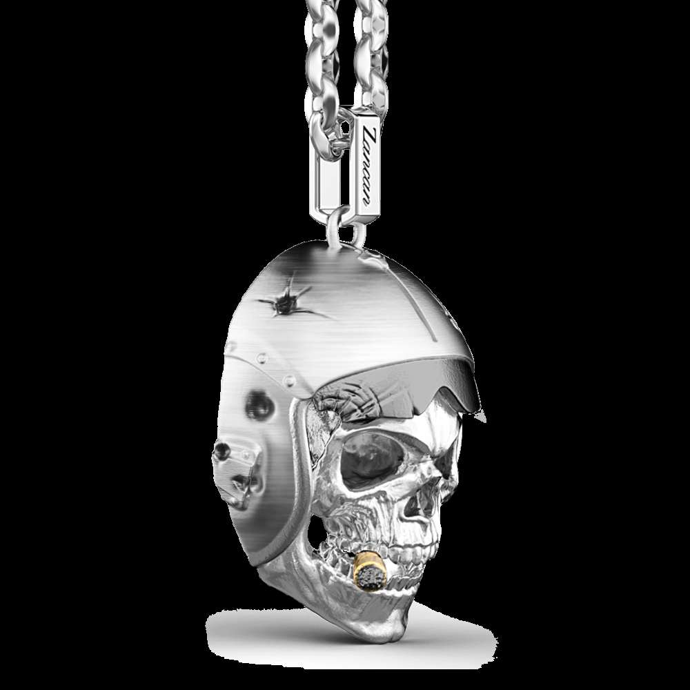 Zancan Collana Zancan in argento con pendente a teschio nativo aviatore Italy