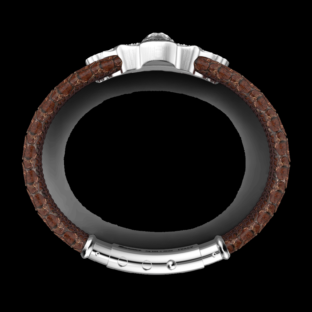 Zancan Bracciale Zancan in pelle e teschio alato in argento Negozi Online
