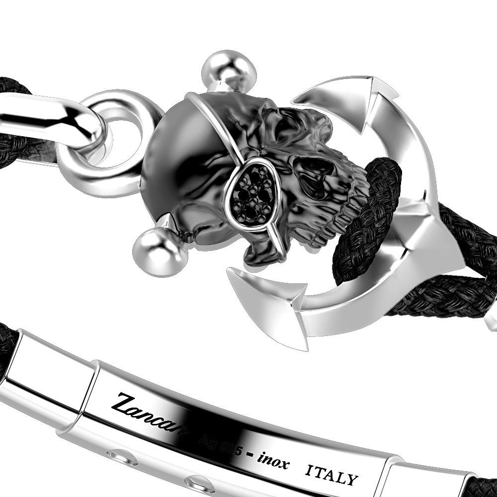 Zancan Bracciale Zancan in kevlar con teschio in argento Sottocosto