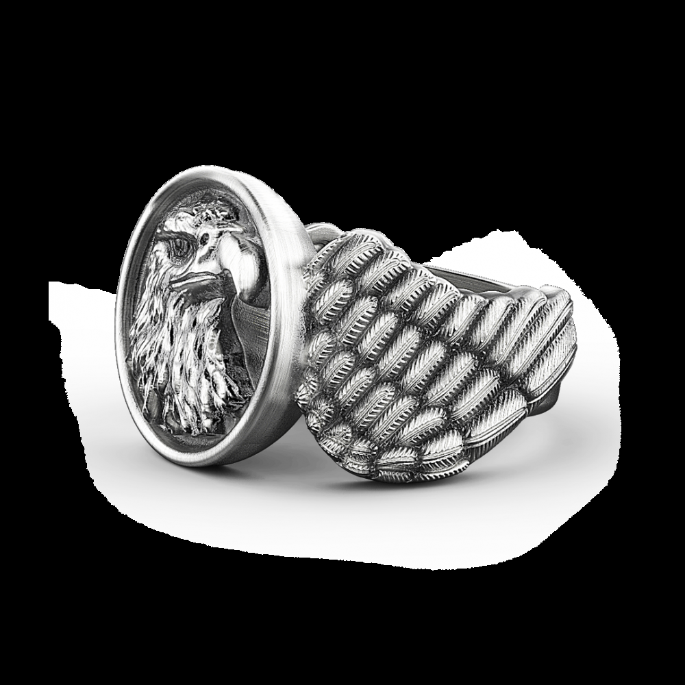 Zancan Anello Zancan aquila in argento con finitura vintage Presa