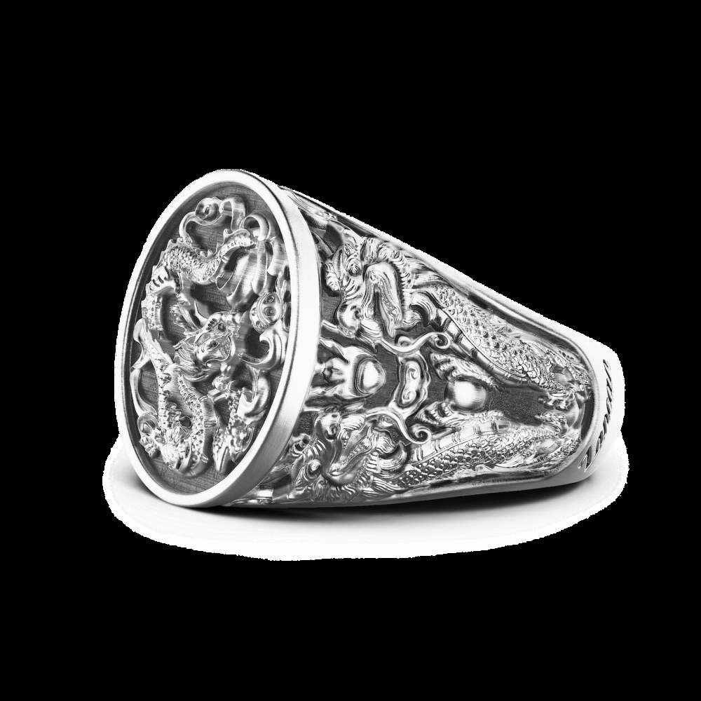 Zancan Anello chevralier Zancan in argento con drago Negozio online di fabbrica