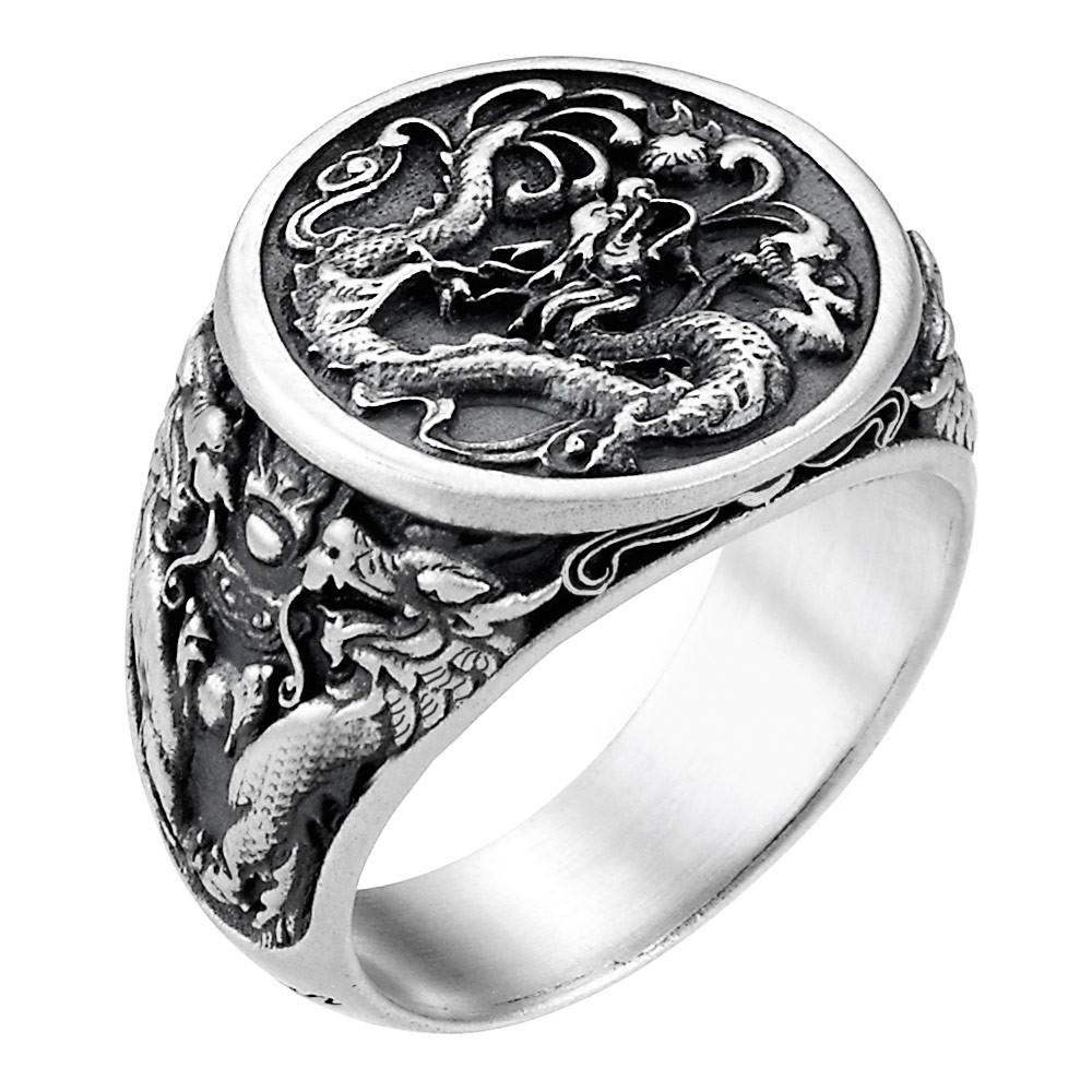 Zancan Anello chevralier Zancan in argento con drago Negozio online di fabbrica