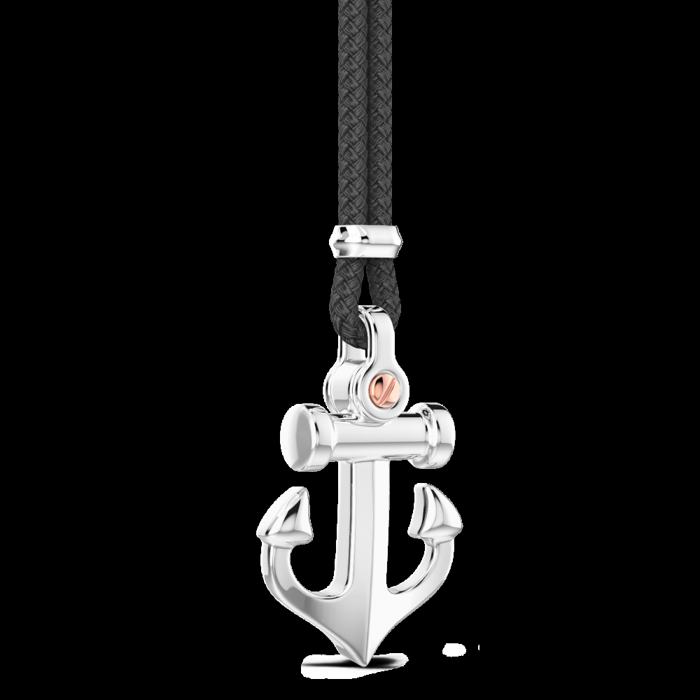 Zancan Collana Zancan in kevlar con pendente ad ancora in argento Offerte stagionali