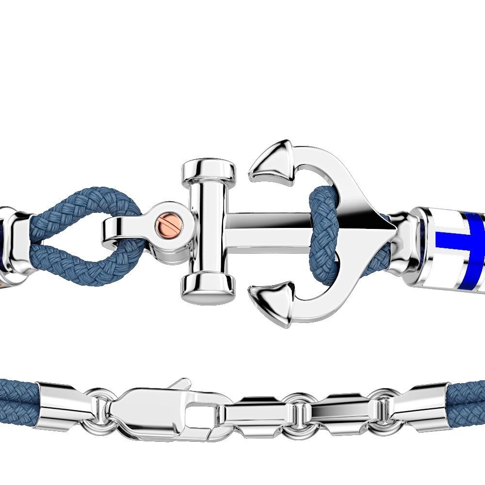 Zancan Bracciale Zancan in kevlar con ancora in argento e bandiere nautiche Offerte speciali