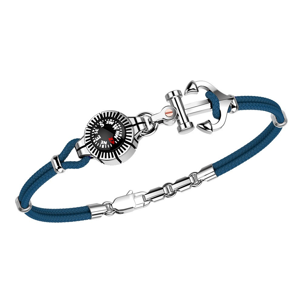 Zancan Bracciale Zancan in kevlar con ancora in argento e bussola