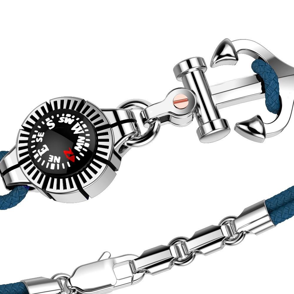 Zancan Bracciale Zancan in kevlar con ancora in argento e bussola Prezzo basso