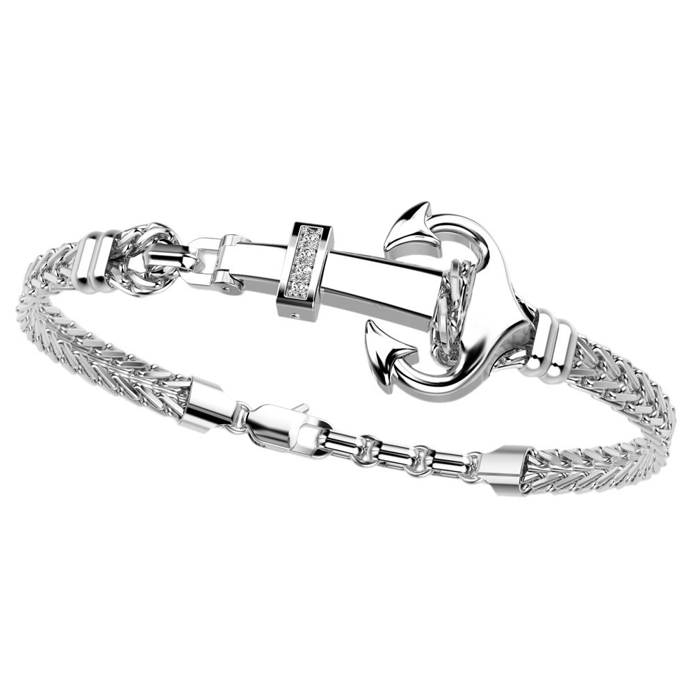 Zancan Bracciale Zancan con ancora in argento e pietre Ultimo giorno