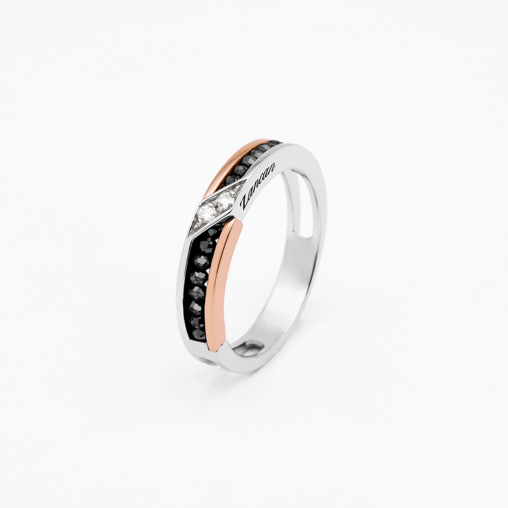 Zancan Anello Zancan in oro bianco e rosa con diamanti Vendita
