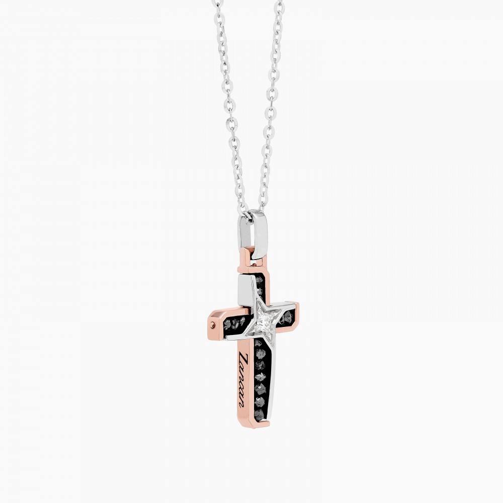 Zancan Collana Zancan in oro bianco con croce e diamanti Spedizione Gratuita