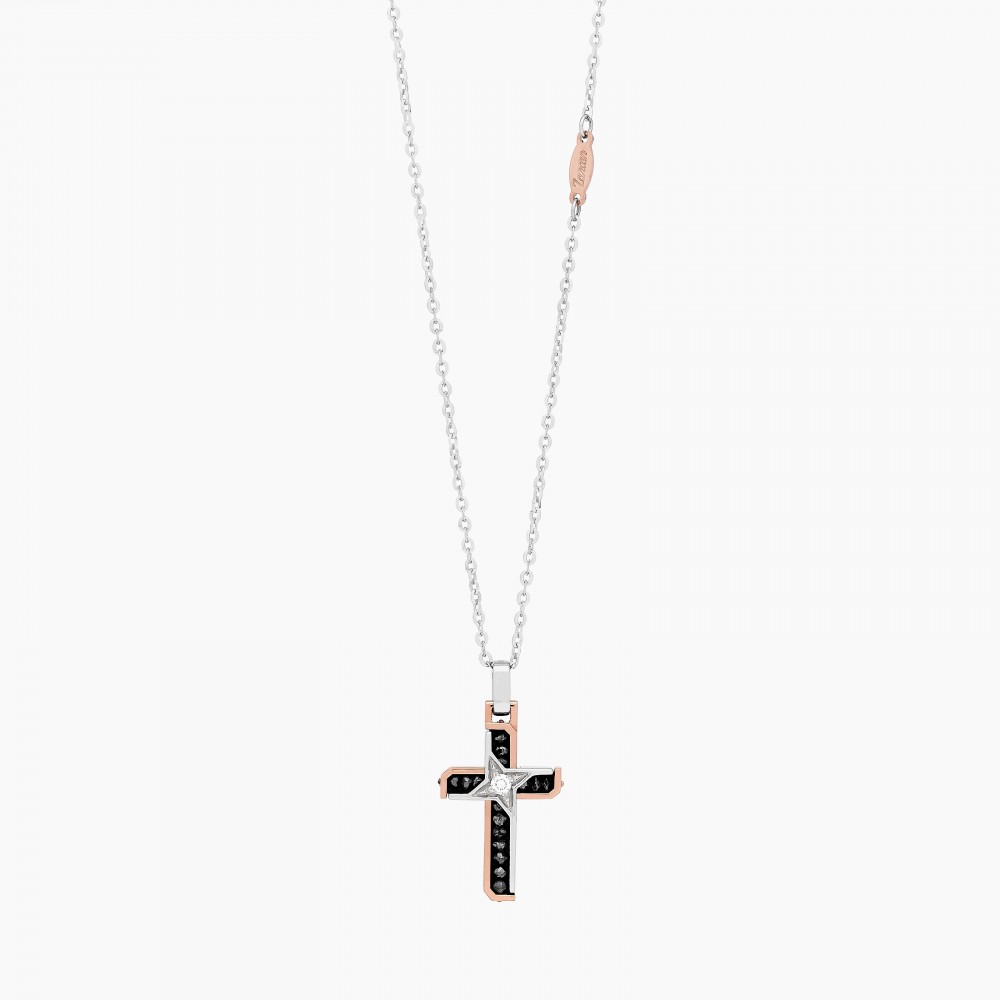 Zancan Collana Zancan in oro bianco con croce e diamanti Spedizione Gratuita