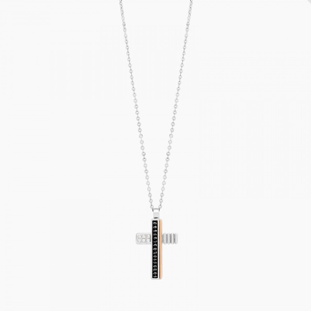 Zancan Collana Zancan in oro bianco con croce e diamanti Economico