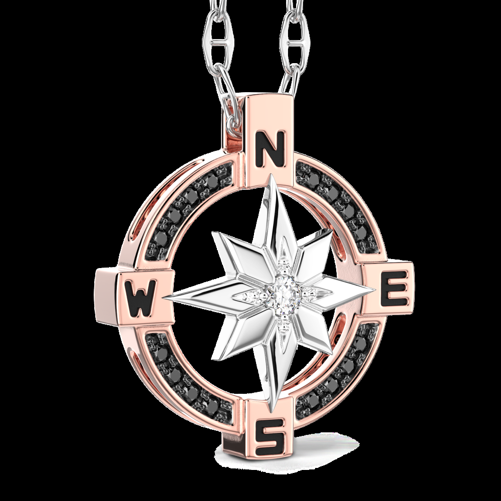 Zancan Collana zancan in oro con pendente rosa dei venti e diamanti Spedizione gratuita