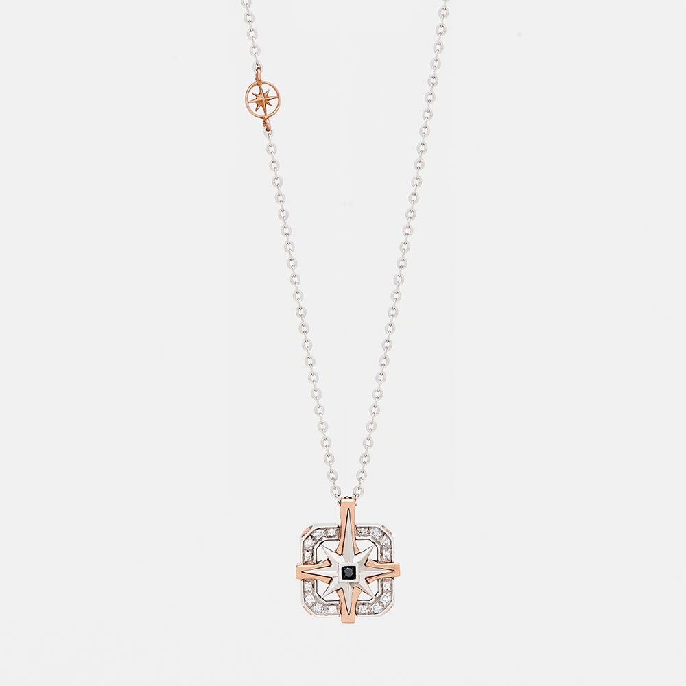 Zancan Collana zancan in oro con pendente rosa dei venti e diamanti Black Friday