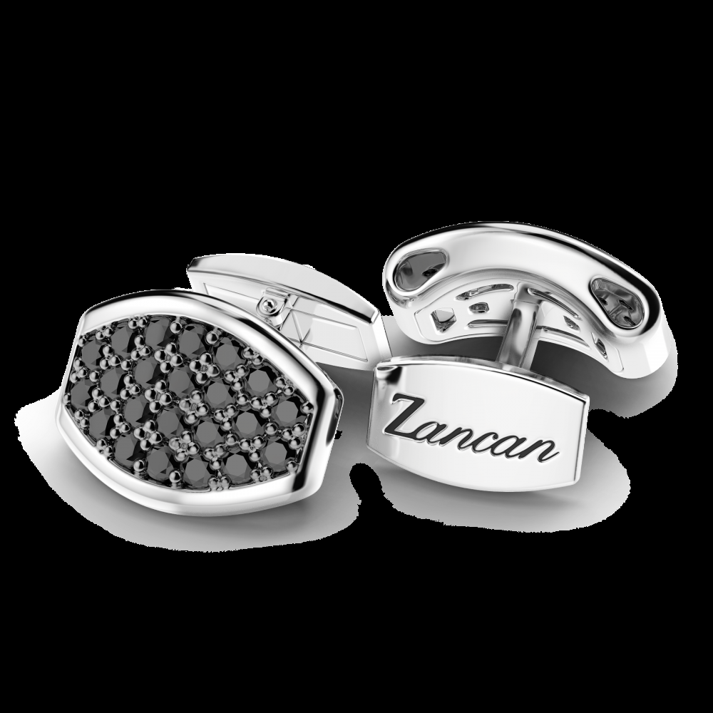 Zancan Gemelli Zancan in argento con pietre nere Offerta Anniversario