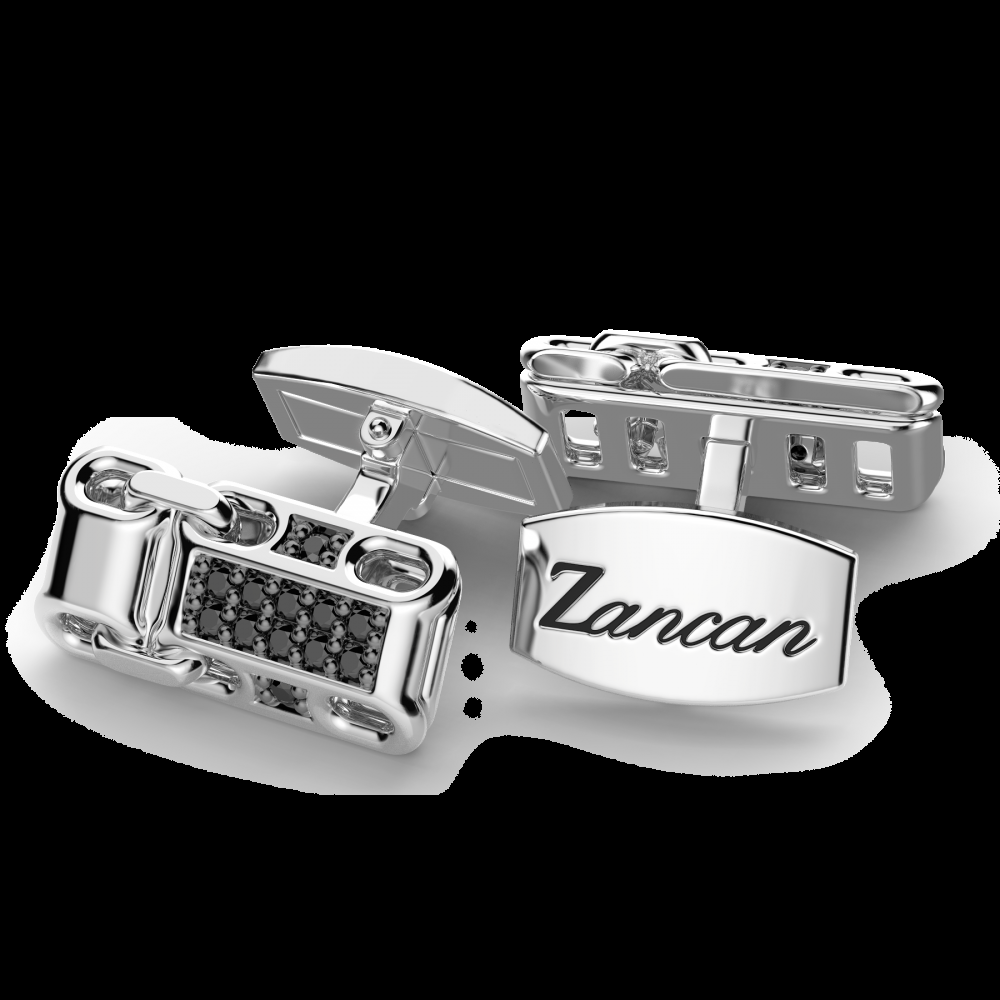Zancan Gemelli Zancan in argento con pietre nere Smaltimento dello stoccaggio