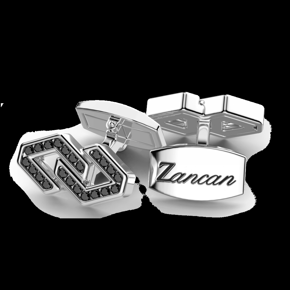 Zancan Gemelli Zancan in argento con pietre nere Vendita calda