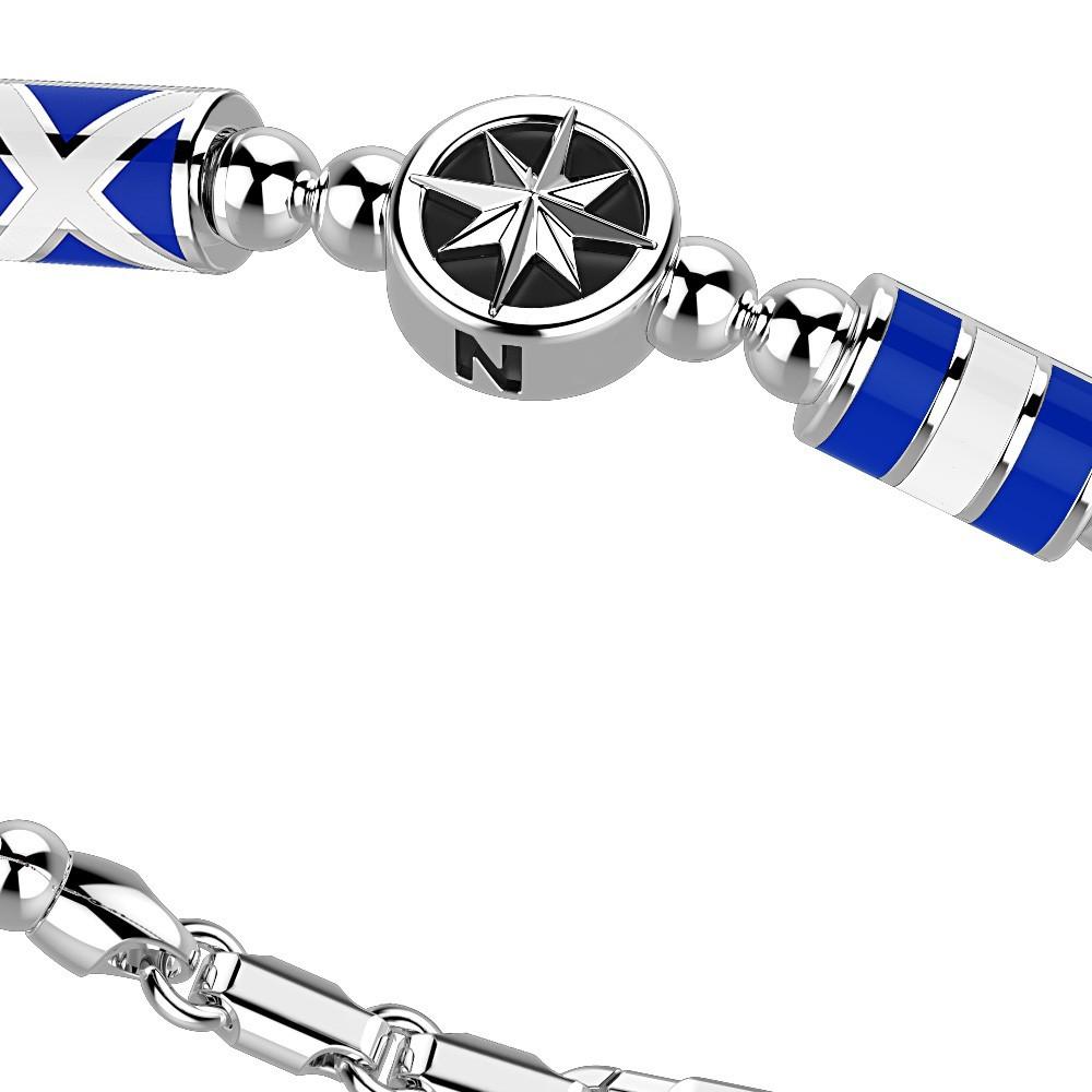 Zancan Bracciale Zancan in argento a sfere con bandiere nautiche e rosa dei venti Offerte stagionali