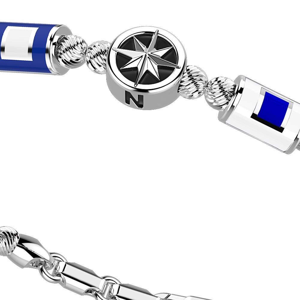 Zancan Bracciale Zancan in argento a sfere con bandiere nautiche e rosa dei venti Liquidazione