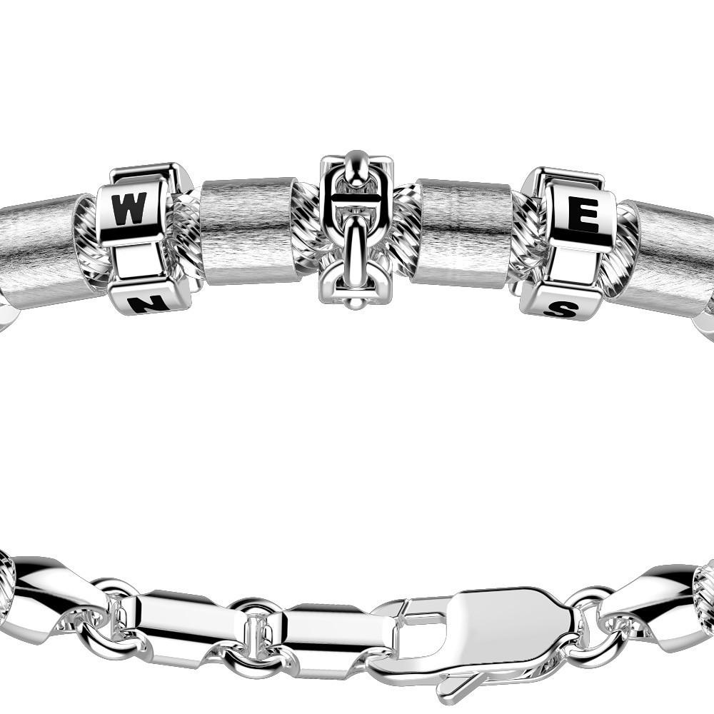 Zancan Bracciale Zancan in argento a sfere con inserti satinati e coordinate geografiche Enormi risparmi