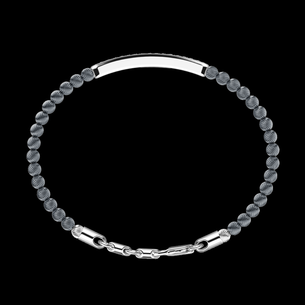 Zancan Bracciale Zancan morbido con sfere in argento e targa con pietre nere Super Saving Price