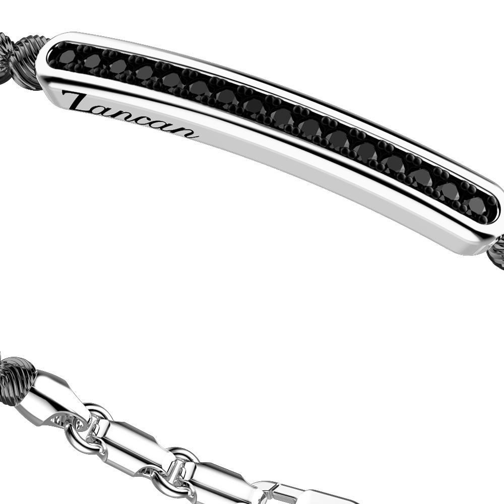 Zancan Bracciale Zancan in argento a sfere con targa e pietre nere Offerta settimanale
