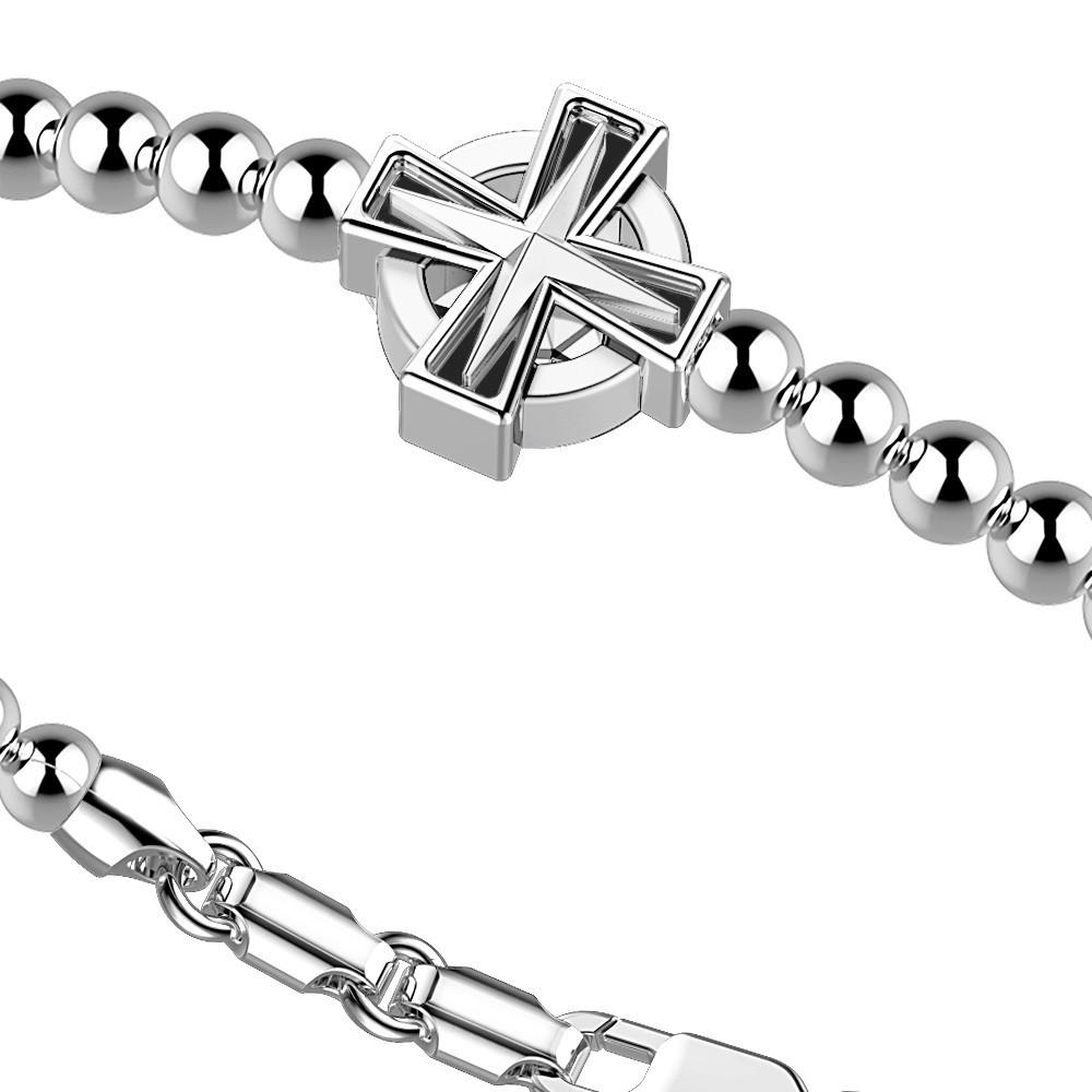 Zancan Bracciale Zancan in argento a sfere con croce greca Latest stili