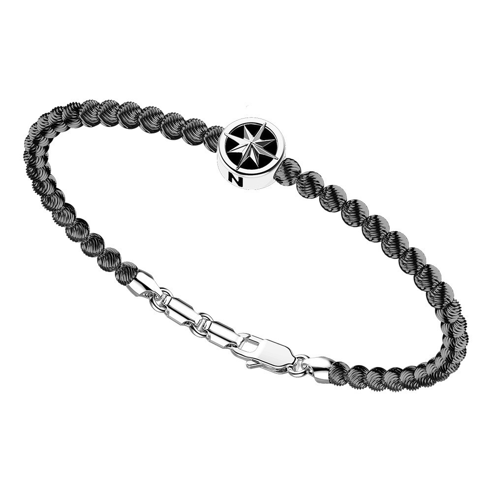 Zancan Bracciale Zancan in argento a sfere con rosa dei venti