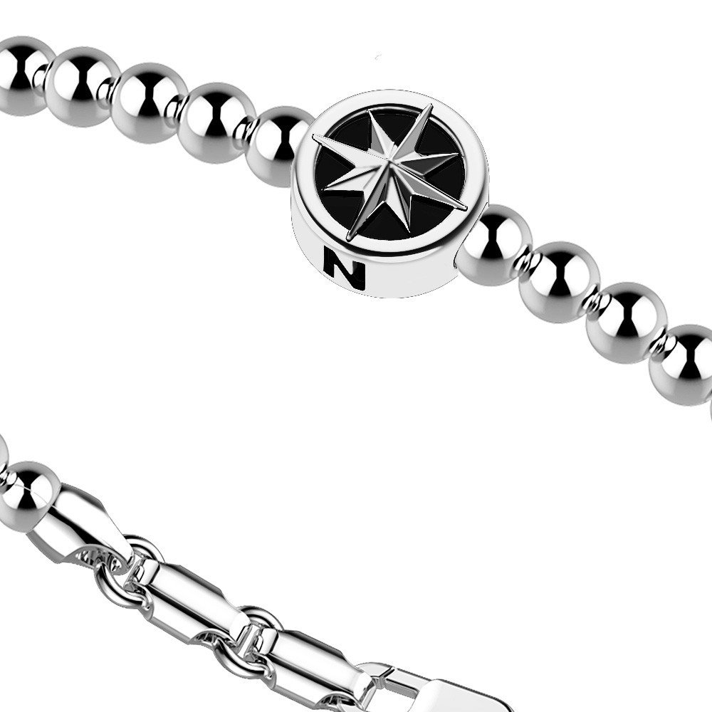 Zancan Bracciale Zancan in argento a sfere con rosa dei venti Fino al 50% di sconto