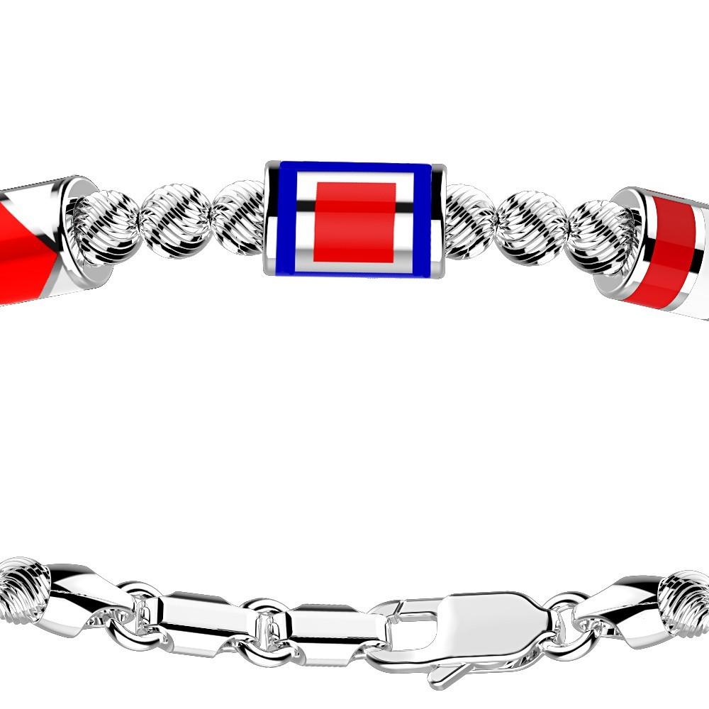 Zancan Bracciale Zancan in argento a sfere con tre bandiere nautiche Limitato a 3 giorni
